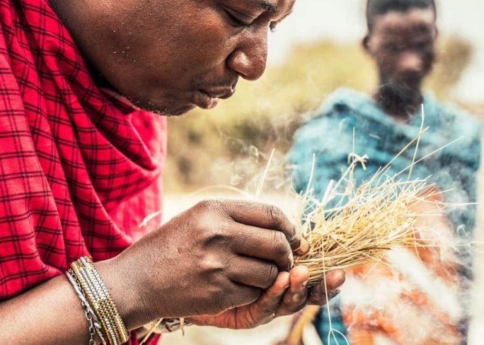 Maasai Man Start Fire